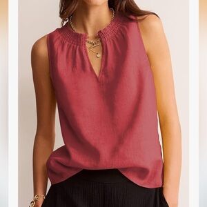 Women’s Red Sleeveless V-Neck Top Size Small